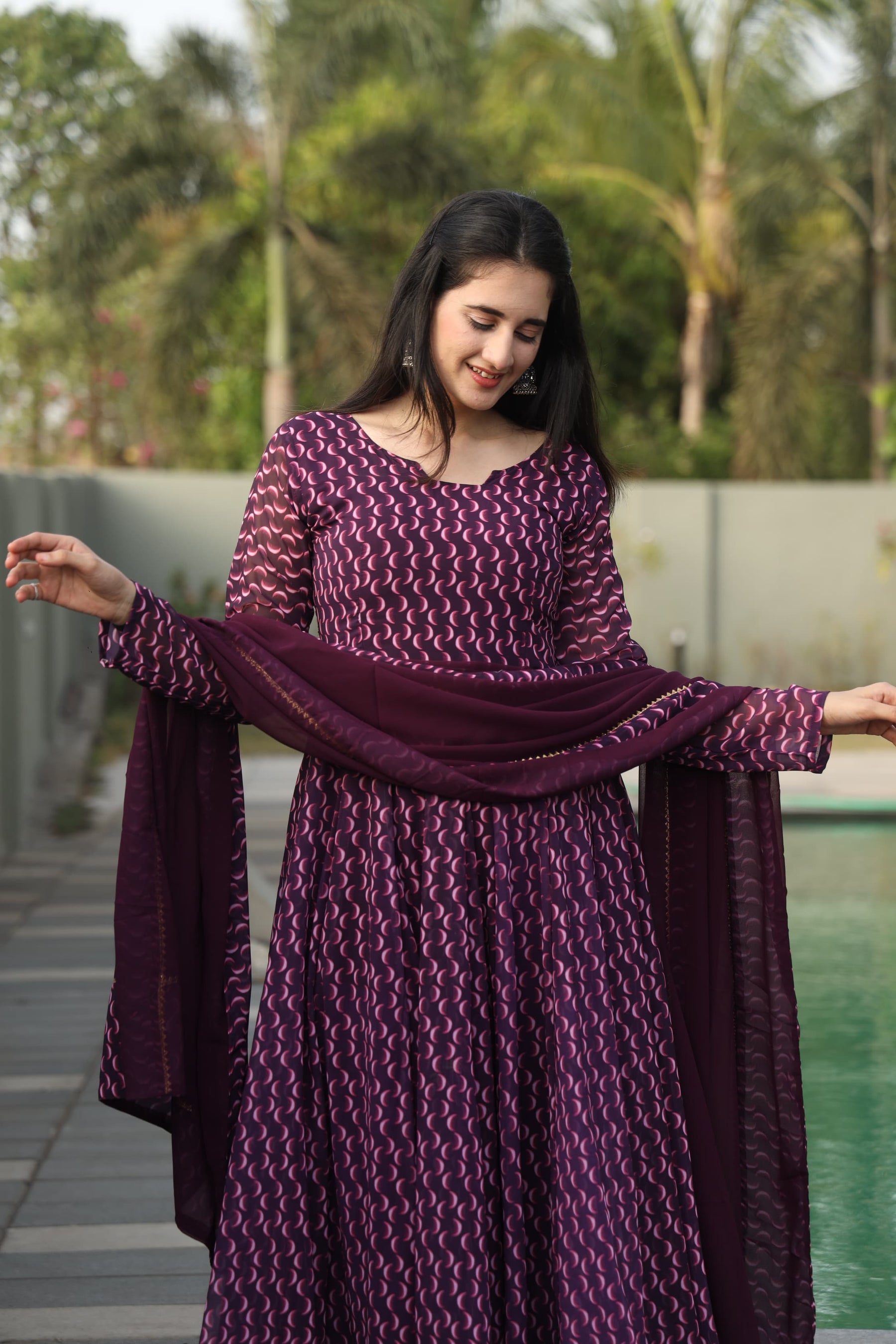 DHARANI'S WINE COLOURED ANARKALI SUIT SET SC 12