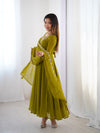 Suri Mahendi Green Embroidery Pure Georgette Anarkali Gown