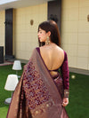 Purple Palkhi Silk Woven Kanjivaram Saree