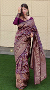 Purple Palkhi Silk Woven Kanjivaram Saree