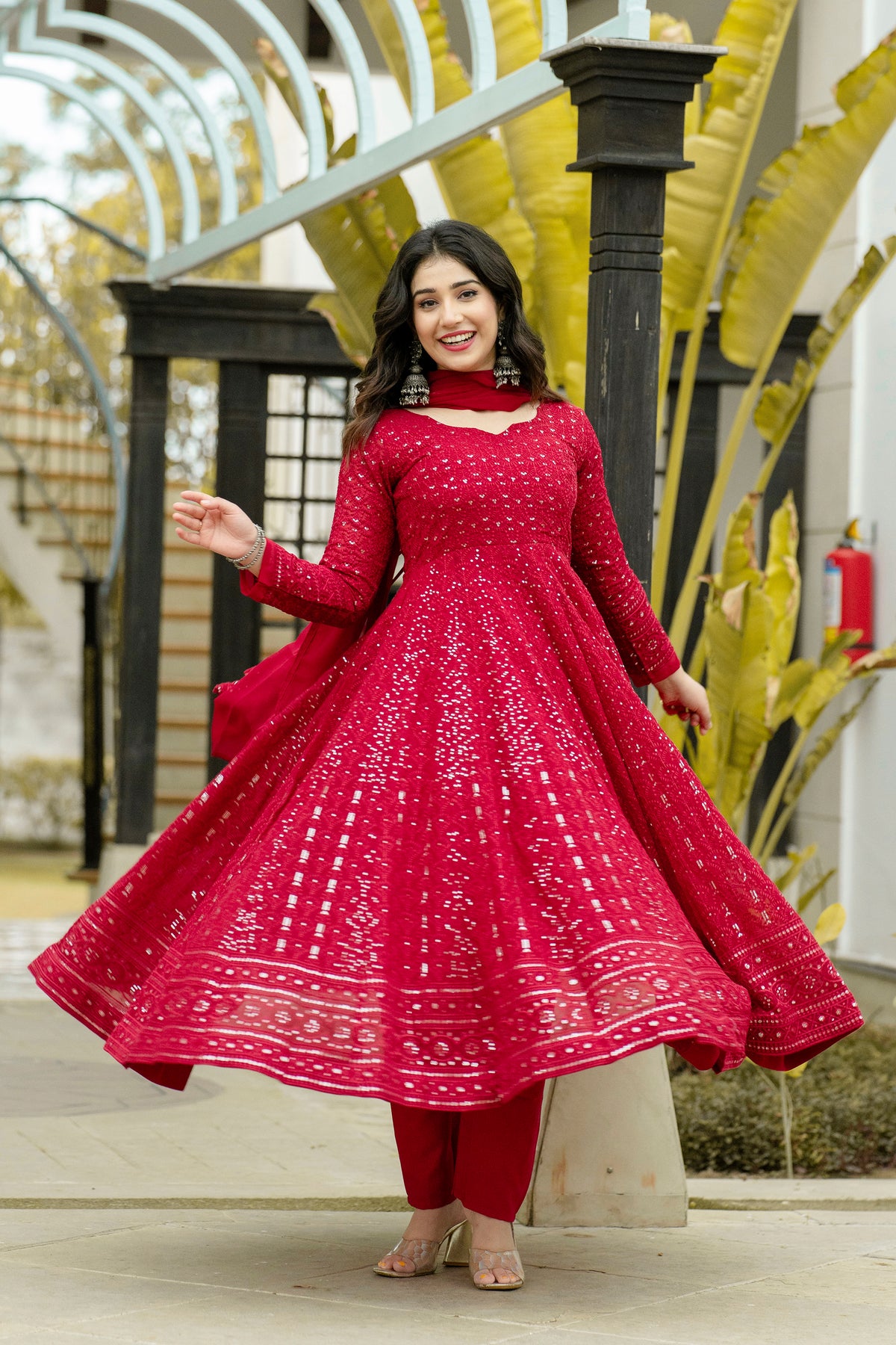 ATMIYA RED ANARKALI SUIT SET SC 6013