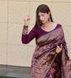 Purple Palkhi Silk Woven Kanjivaram Saree