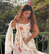 White Premium Anarkali Gown with Elegant Dupatta Set
