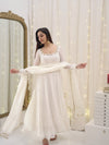 Bindiya White Faux Georgette Embroidered Suit Set