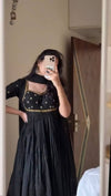 Jiya Classic Black Flared Anarkali Dress with Embroidery
