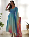 Light Pestle Rainbow Colored Heavy Fox Georgette Anarkali Gown