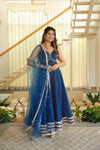 Royal Blue Embroidered Anarkali Suit Set with Dupatta