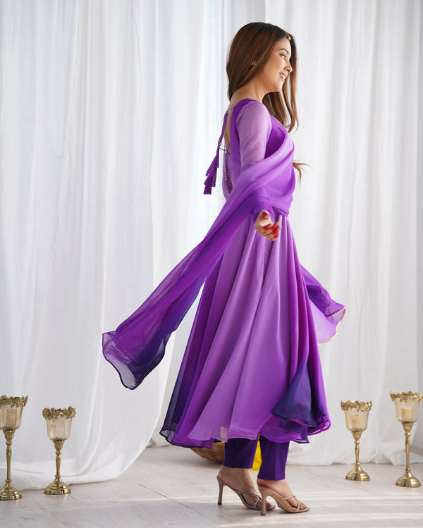 Trending Purple Pure Georgette Anarkali Gown
