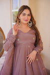 Meera Purple Embroidered Anarkali Suit Set with Dupatta