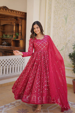 LIKSHA RANI & WINE EMBROIDERED GEORGETTE ANARKALI SUIT SET LW 124