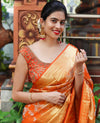 Orange Jal Silk Woven Kanjivaram Saree