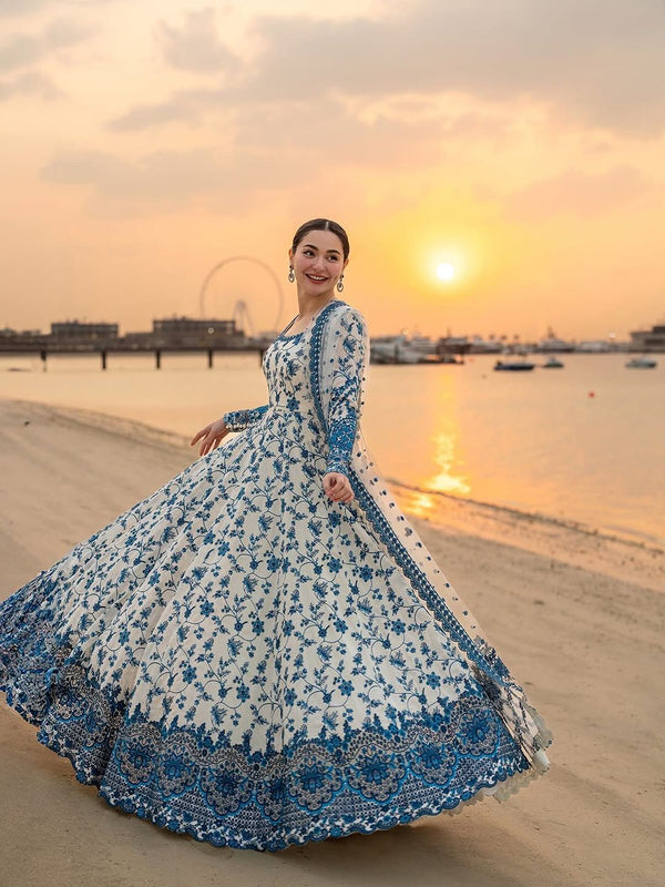 Jenisha White Stylish Anarkali Suit Set