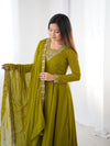 Suri Mahendi Green Embroidery Pure Georgette Anarkali Gown
