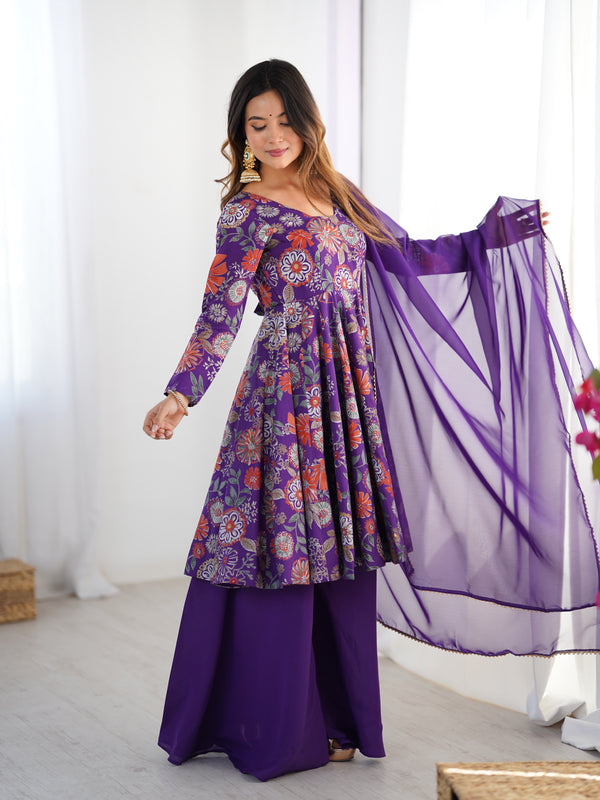 Nilam Purple Kediya Style Designer Plazzo Pair