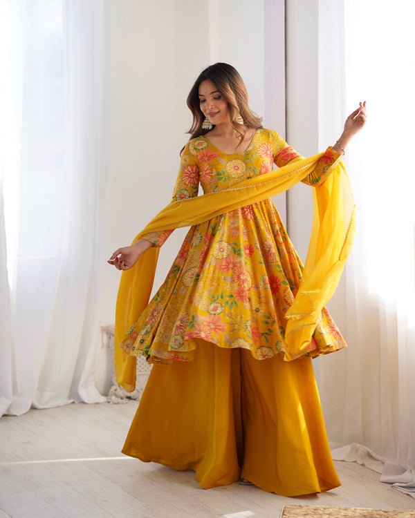 Nilam Yellow Kediya Style Designer Plazzo Pair