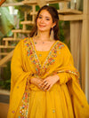 Nilam yellow Embroidered Anarkali Suit Set