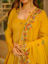 Nilam yellow Embroidered Anarkali Suit Set