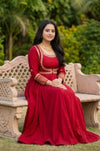 Classic Red Ethnic Anarkali Dress with Heavy Embroidery Work