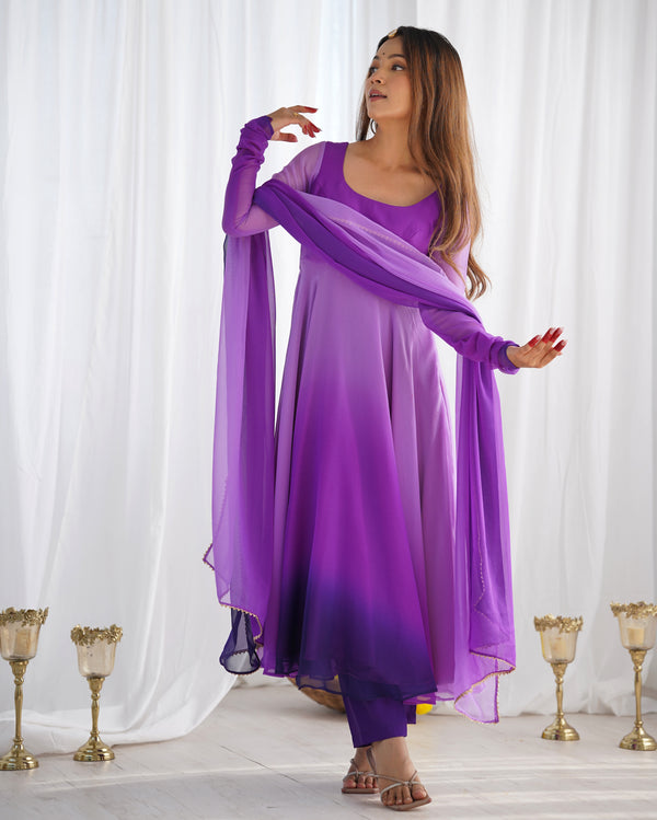 Trending Purple Pure Georgette Anarkali Gown