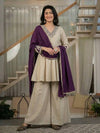 Aarini Embroidered Kurta Palazzo Suit Set with Purple Dupatta