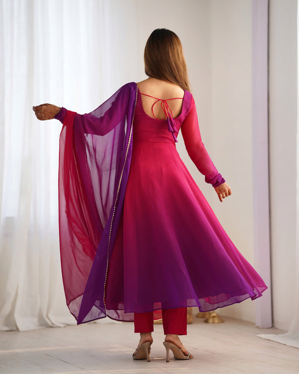 Trending Dark Pink Pure Georgette Anarkali
