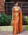 Orange Jal Silk Woven Kanjivaram Saree