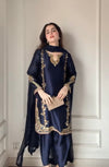 Midnight Blue Zari Embroidered Suit Set