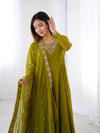 Suri Mahendi Green Embroidery Pure Georgette Anarkali Gown