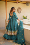 Meera Teal Green Embroidered Anarkali Suit Set with Dupatta