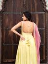 Yellow Anarkali Suit Set with Pink Organza Dupatta Festive & Wedding Wear