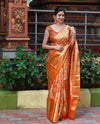 Orange Jal Silk Woven Kanjivaram Saree