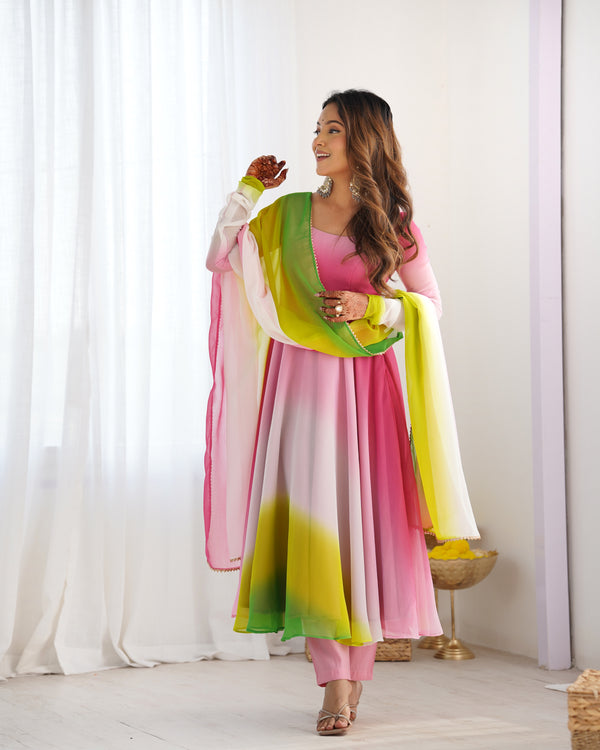 Trending Multi Colour Pure Georgette Anarkali