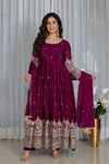 Tulip Wine Designer Cinon Silk Anarkali Suit Set