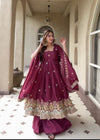 Meera Wine Embroidered Anarkali Suit Set with Dupatta