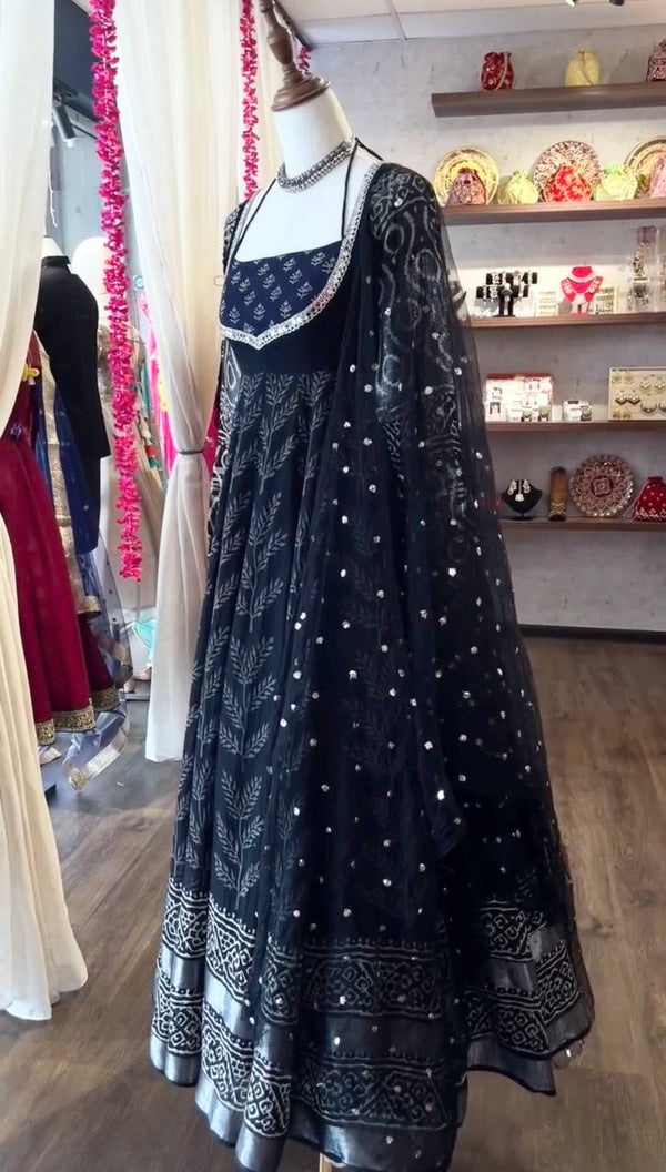 Nevy Blue Designer Fancy Anarkali Premium Suit Set