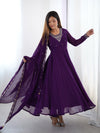 Suri Purple Embroidery Pure Georgette Anarkali Gown