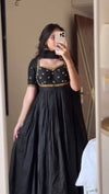 Jiya Classic Black Flared Anarkali Dress with Embroidery
