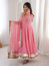 Lime Pink Flared Anarkali Suit Set with Dupatta
