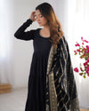 Burgundy Black Pure Soft Roman Silk Kalamkari Anarkali Gown