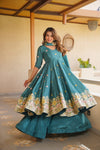 Meera Teal Green Embroidered Anarkali Suit Set with Dupatta