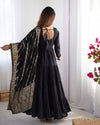 Burgundy Black Pure Soft Roman Silk Kalamkari Anarkali Gown
