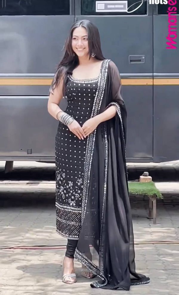 Black Bindi Stylish Designer Suit Set