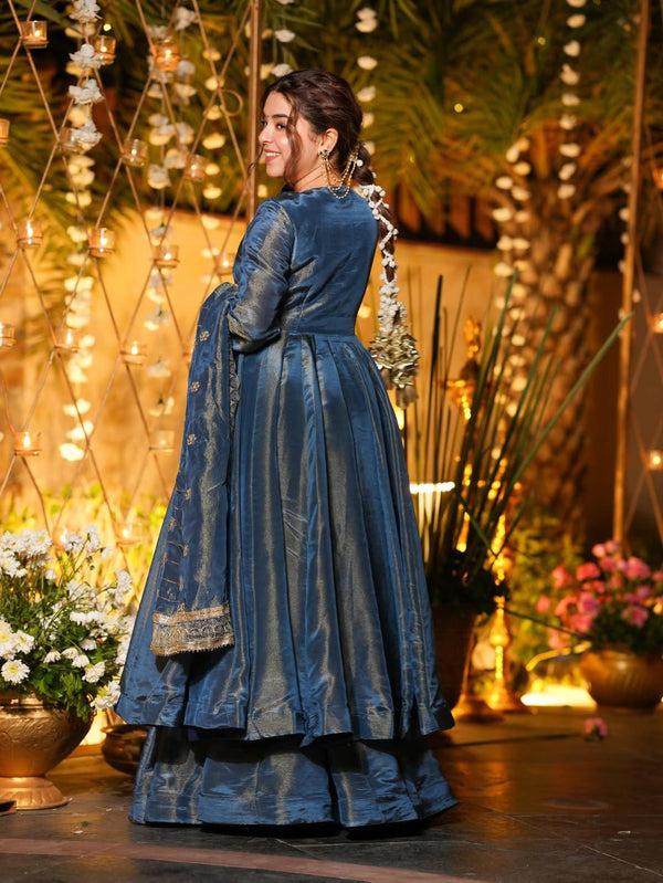 Starfall Blue Wedding Wear Anarkali Suit Set
