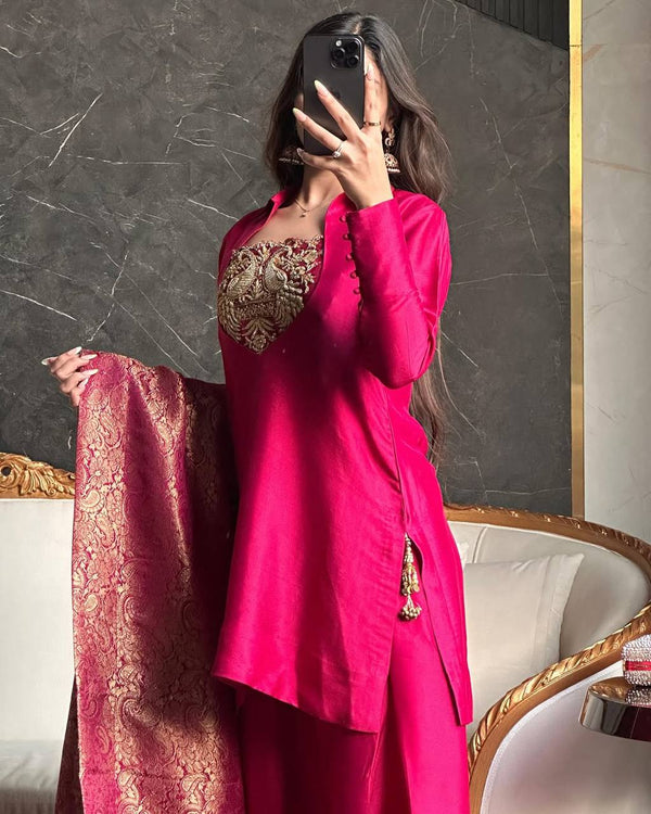Vision of Confidence in a Stylish Pink Suit