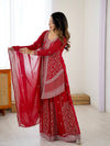 Red Fancy Faux Georgette Embroidered Suit Set