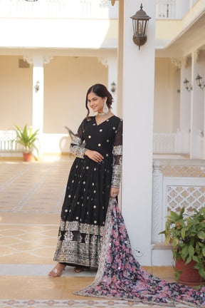 NISHA BLACK READYMADE FENCY GOWN WITH DUPATTA SET LW 131