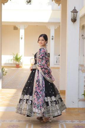 NISHA BLACK READYMADE FENCY GOWN WITH DUPATTA SET LW 131