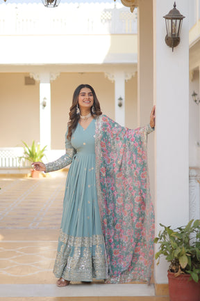 NISHA READYMADE FENCY GOWN WITH DUPATTA SET LW 131