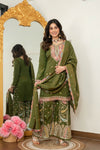 Zehra Green Embroidered Kurta Palazzo Dupatta Suit Set