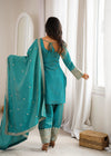 Traditional Sage Embroidered Punjabi Suit Set